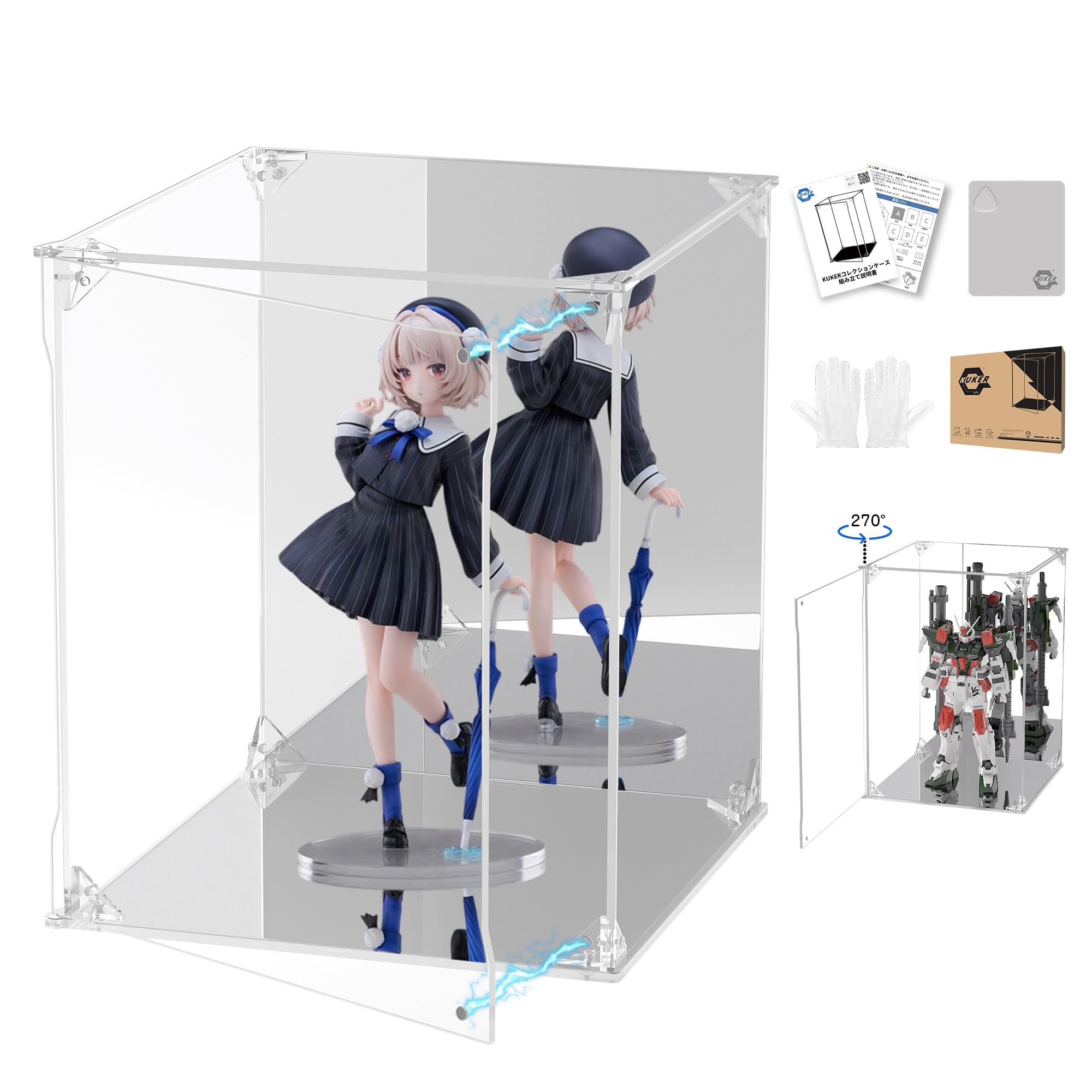 Amazon | KUKER フィギュアケース アクリルケース 台座ミラー+背面